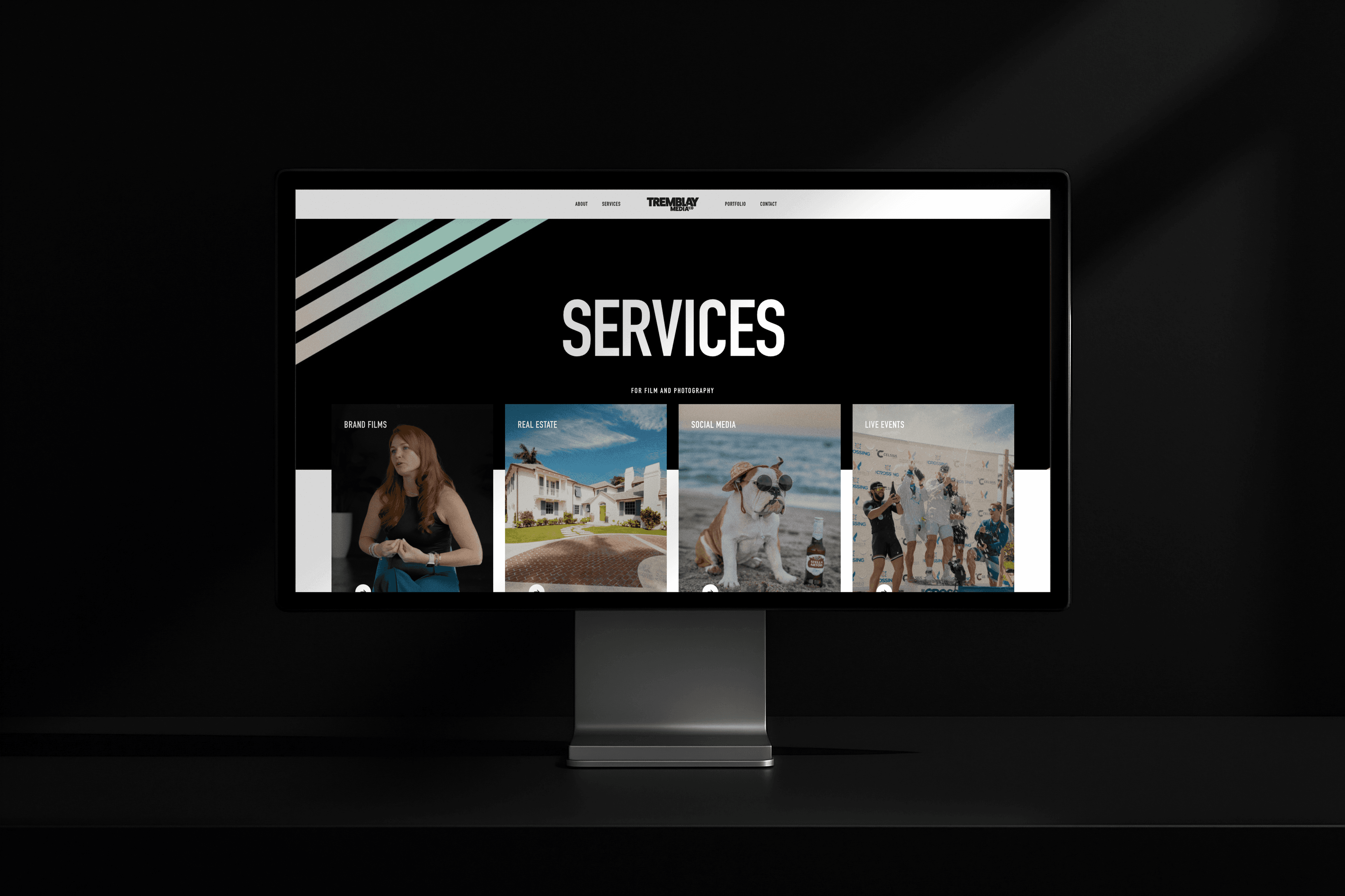 Tremblay Media website shown on a desktop monitor