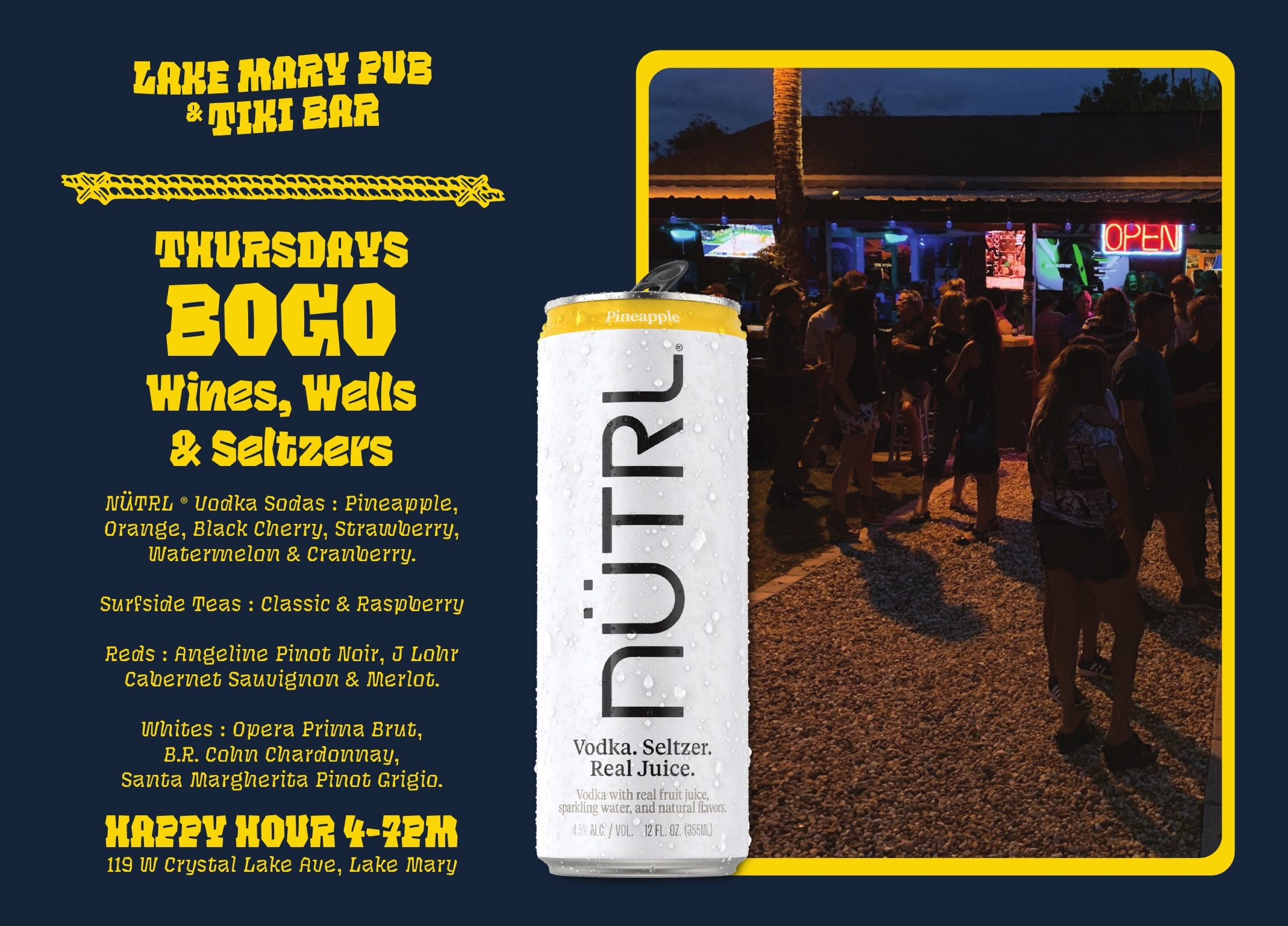 Lake Mary Pub Thursday BOGO postcard