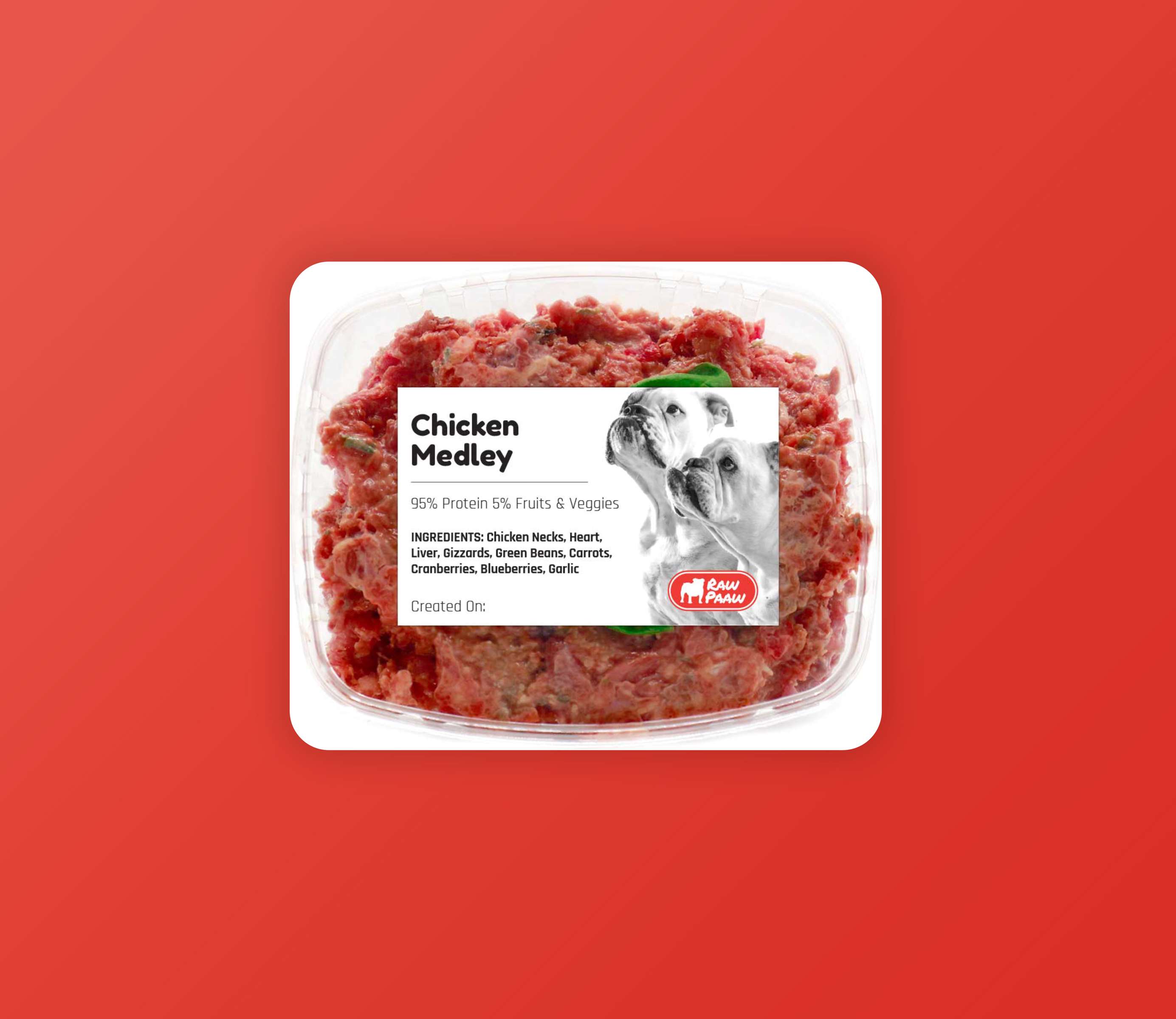 Raw Paaw Chicken Medley raw pet food packaging